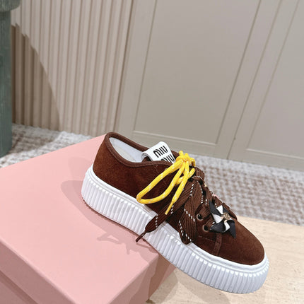 MIUMIU 25S SNEAKERS 50MM IN DARK BROWN SUEDE
