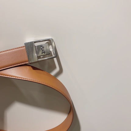YSL 25S BELT 30 MM IN BROWN CALFSKIN 520625