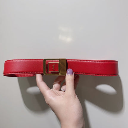 YSL 25S BELT 30 MM IN RED CALFSKIN 520628