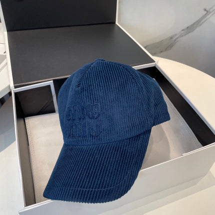 MIUMIU BASEBALL CAP IN NAVY BLUE VELVET