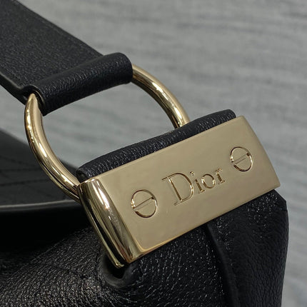 DIOR 26S MEDIUM DIORLY BAG 31 IN BLACK GRAINED CALFSKIN GOLD HARDWARE