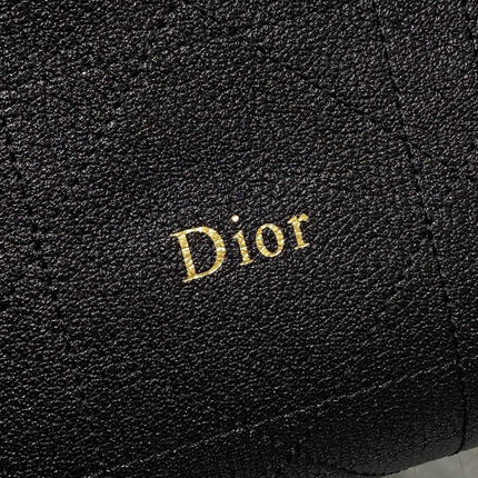 DIOR 26S MEDIUM DIORLY BAG 31 IN BLACK GRAINED CALFSKIN GOLD HARDWARE