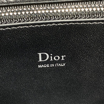 DIOR 26S LARGE CIGALE BAG 33 IN BLACK SMOOTH CALFSKIN SILVER HARDWARE