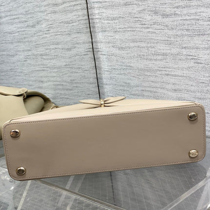 DIOR 26S LARGE CIGALE BAG 33 IN BEIGE TAUPE SMOOTH CALFSKIN GOLD HARDWARE