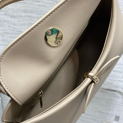 DIOR 26S CIGALE BAG 28 IN BEIGE TAUPE SMOOTH CALFSKIN GOLD HARDWARE