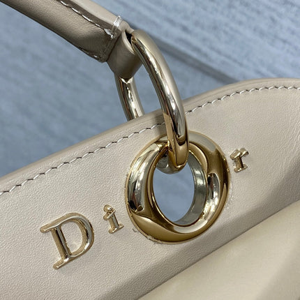 DIOR 26S CIGALE BAG 28 IN BEIGE TAUPE SMOOTH CALFSKIN GOLD HARDWARE