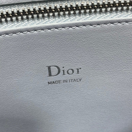 DIOR 26S LARGE CIGALE BAG 33 IN LIGHT SILVER GRAY SMOOTH CALFSKIN SILVER HARDWARE