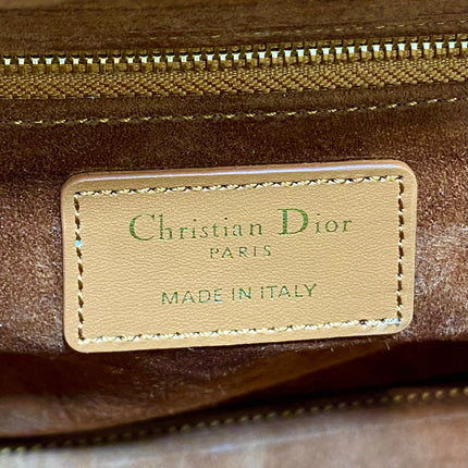 DIOR 26S LADY DIOR WICKER CANNAGE 24 IN CARAMEL BROWN CALFSKIN GOLD HARDWARE