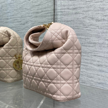 DIOR 26S SMALL DIOR TOUJOURS HOBO BAG 27 IN NUDE PINK CALFSKIN GOLD HARDWARE