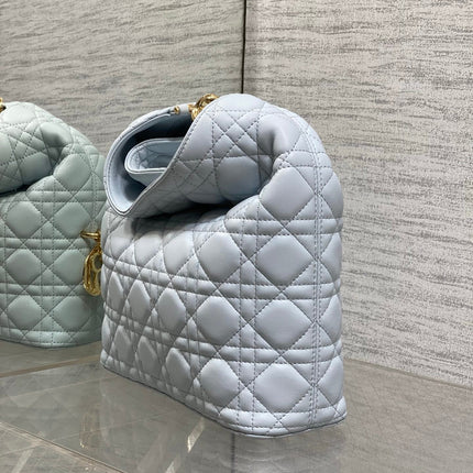 DIOR 26S SMALL DIOR TOUJOURS HOBO BAG 27 IN LIGHT BLUE CALFSKIN GOLD HARDWARE