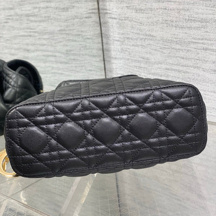 DIOR 26S SMALL DIOR TOUJOURS HOBO BAG 27 IN BLACK CALFSKIN GOLD HARDWARE