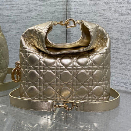 DIOR 26S SMALL DIOR TOUJOURS HOBO BAG 27 IN GOLD CALFSKIN GOLD HARDWARE