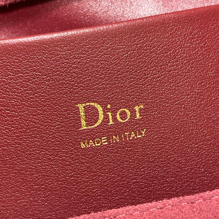 DIOR 26S SMALL DIOR TOUJOURS HOBO BAG 27 IN BURGUNDY RED SUEDE GOLD HARDWARE