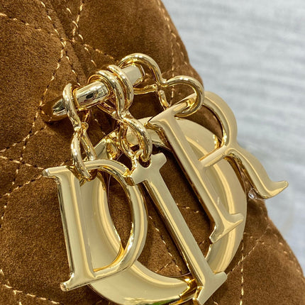 DIOR 26S SMALL DIOR TOUJOURS HOBO BAG 27 IN CARAMEL BROWN SUEDE GOLD HARDWARE