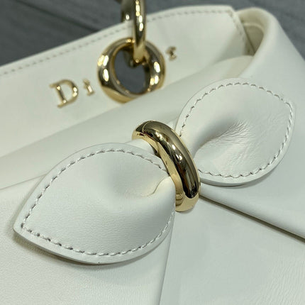 DIOR 26S CIGALE BAG 28 IN CREAM WHITE SMOOTH CALFSKIN GOLD HARDWARE