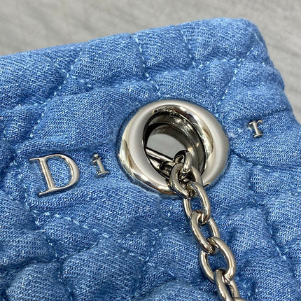 DIOR 26S MILLY-LA-FORET BAG 33 IN BLUE DENIM SILVER HARDWARE