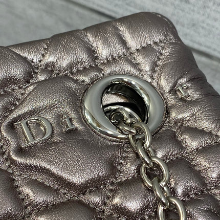 DIOR 26S MILLY-LA-FORET BAG 33 IN METALLIC ROSE GOLD PUFFY MACROCANNAGE CALFSKIN SILVER HARDWARE