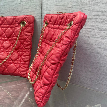 DIOR 26S LARGE MILLY-LA-FORET BAG 38 IN DARK RED PUFFY MACROCANNAGE CALFSKIN