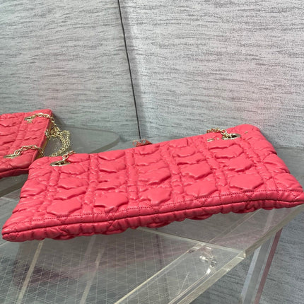 DIOR 26S LARGE MILLY-LA-FORET BAG 38 IN DARK RED PUFFY MACROCANNAGE CALFSKIN