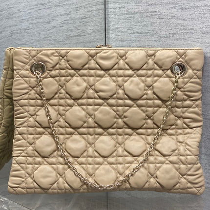 DIOR 26S LARGE MILLY-LA-FORET BAG 38 IN BEIGE PUFFY MACROCANNAGE CALFSKIN