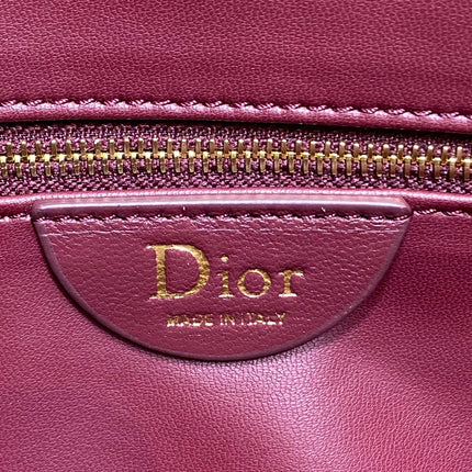 DIOR 26S LARGE MILLY-LA-FORET BAG 38 IN BURGUNDY RED PUFFY MACROCANNAGE CALFSKIN