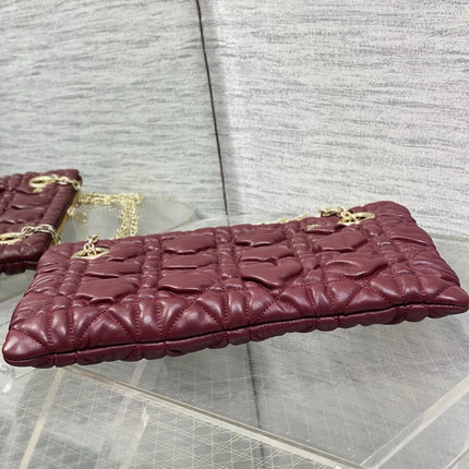 DIOR 26S MILLY-LA-FORET BAG 33 IN BURGUNDY RED PUFFY MACROCANNAGE CALFSKIN GOLD HARDWARE