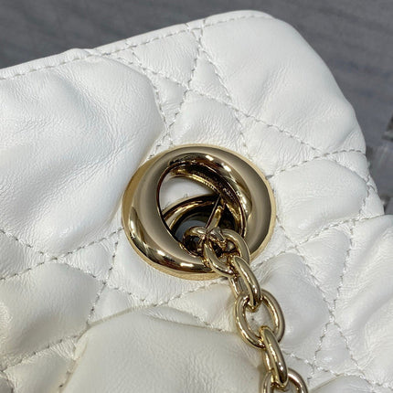 DIOR 26S LARGE MILLY-LA-FORET BAG 38 IN WHITE PUFFY MACROCANNAGE CALFSKIN