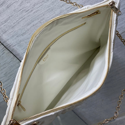 DIOR 26S LARGE MILLY-LA-FORET BAG 38 IN WHITE PUFFY MACROCANNAGE CALFSKIN