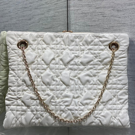 DIOR 26S LARGE MILLY-LA-FORET BAG 38 IN WHITE PUFFY MACROCANNAGE CALFSKIN