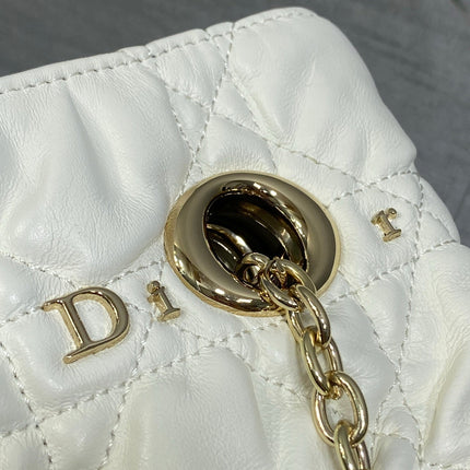 DIOR 26S LARGE MILLY-LA-FORET BAG 38 IN WHITE PUFFY MACROCANNAGE CALFSKIN