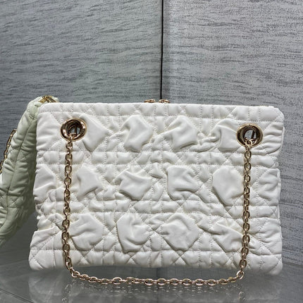 DIOR 26S MILLY-LA-FORET BAG 33 IN WHITE PUFFY MACROCANNAGE CALFSKIN GOLD HARDWARE