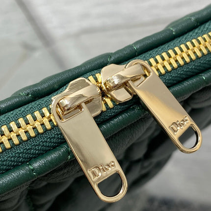 DIOR 26S LARGE MILLY-LA-FORET BAG 38 IN DARK GREEN PUFFY MACROCANNAGE CALFSKIN