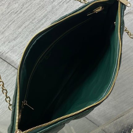 DIOR 26S LARGE MILLY-LA-FORET BAG 38 IN DARK GREEN PUFFY MACROCANNAGE CALFSKIN