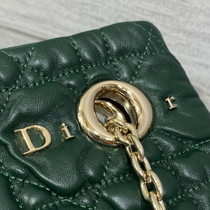 DIOR 26S MILLY-LA-FORET BAG 33 IN DARK GREEN PUFFY MACROCANNAGE CALFSKIN GOLD HARDWARE