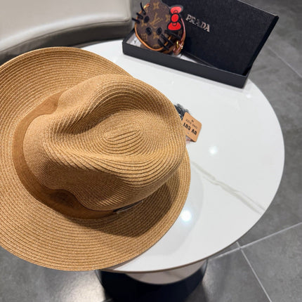PRADA 26S SMALL-BRIM STRAW HAT 397540