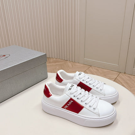 PRA LEATHER LOGO OUTLET SNEAKERS BLACK AND CHERRY CALFSKIN