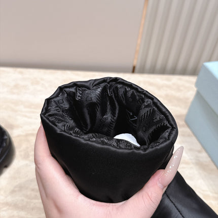 PRADA 26S ANKLE SNOW BOOTS 30MM IN BLACK NYLON FABRIC