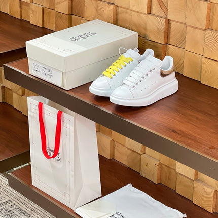 OVERSIZED SNEAKERS IN WHITE CALFSKIN SILVER HEEL TWO-TONE LACES