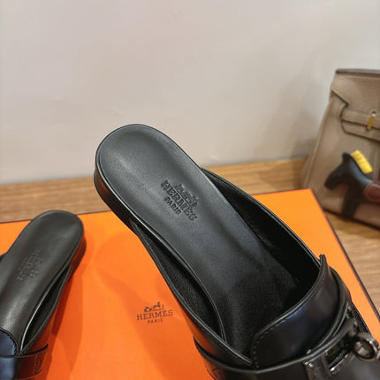 HM 26S KELLY MULE IN BLACK CALFSKIN BLACK HARDWARE