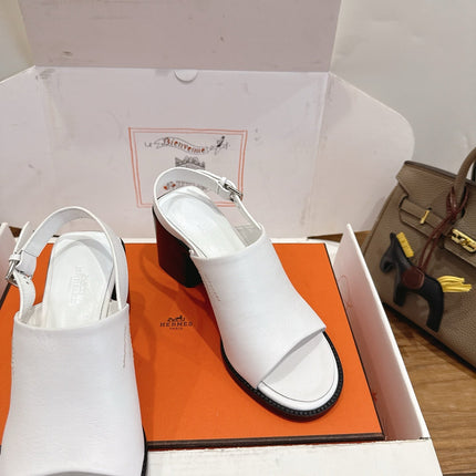 HM 26S ELDA 60 SANDAL IN WHITE CALFSKIN SILVER HARDWARE