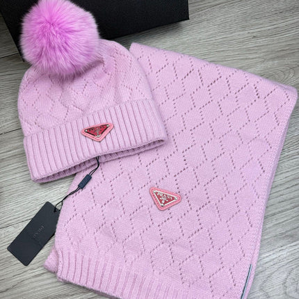 PRADA 26S SET SCARF AND BEANIE HAT 512803