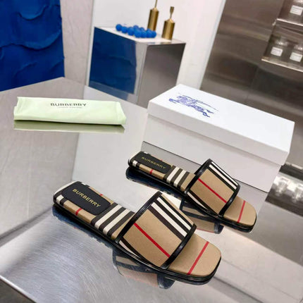 BURBERRY 26S SLIDE SANDAL IN BEIGE CANVAS