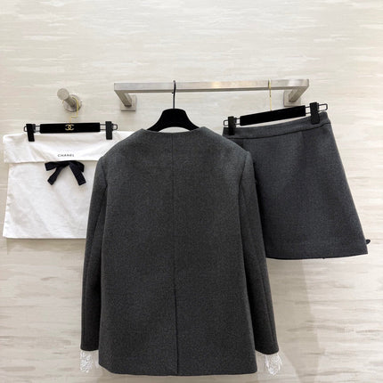 CHANEL 26S WOOL JACKET AND SKIRT SET 870