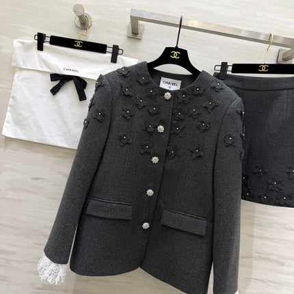 CHANEL 26S WOOL JACKET AND SKIRT SET 870