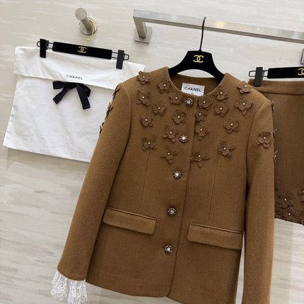 CHANEL 26S WOOL JACKET AND SKIRT SET 869