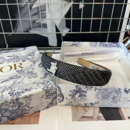 DIOR 26S HEADBAND IN BLACK AND WHITE FABRIC 496754