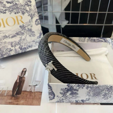 DIOR 26S HEADBAND IN BLACK AND WHITE FABRIC 496754