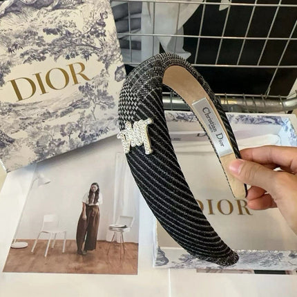 DIOR 26S HEADBAND IN BLACK AND WHITE FABRIC 496754