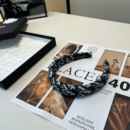 DIOR 26S HEADBAND IN BLACK AND WHITE FABRIC 500685