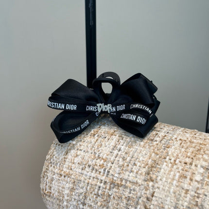 DIOR 26S BOW HAIR CLIP IN BLACK RIBBON 505312